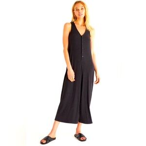 Z Supply Elisha Henley button front black Jumpsuit size Small perfect condition